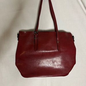 Dark red leather purse.